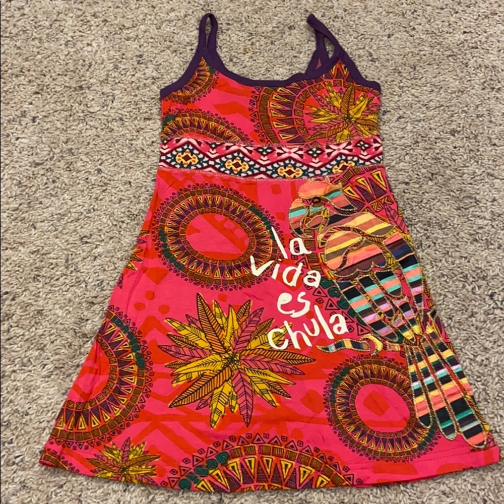 Kids Desigual Brand Pink Graphic Sundress 4
